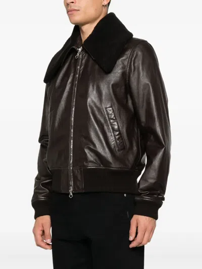 人造皮草翻领飞行员夹克