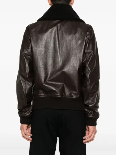 人造皮草翻领飞行员夹克