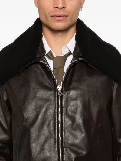 人造皮草翻领飞行员夹克