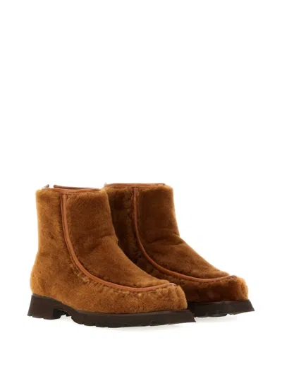 Hereu Armenta Shearling Ankle Boots In Brown