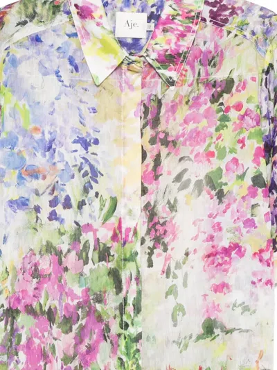 Aje Adina Floral Shirt In Pink