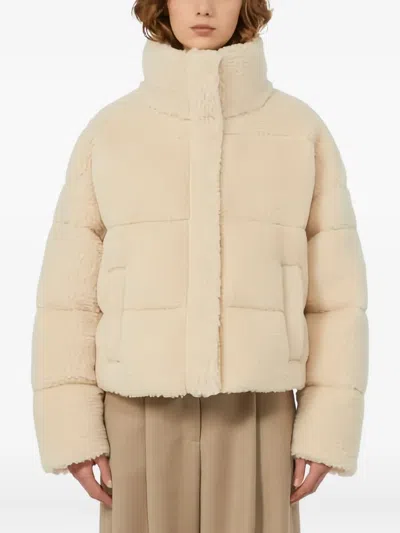 Weekend Max Mara Alfredo Padded Coat High Collar Front Pockets In Neutral