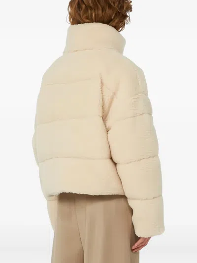 Weekend Max Mara Alfredo Padded Coat High Collar Front Pockets In Neutral