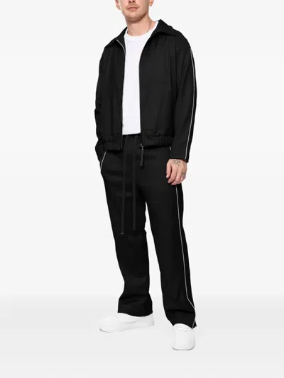 Hamza Rud Zipped-striped Jacket In Black