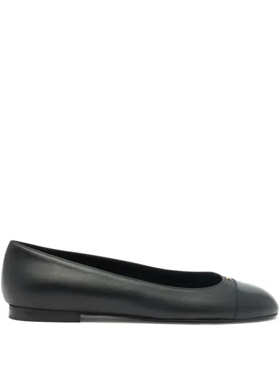 Bally Toe-cap B-chain Leather Ballet Flat In Black