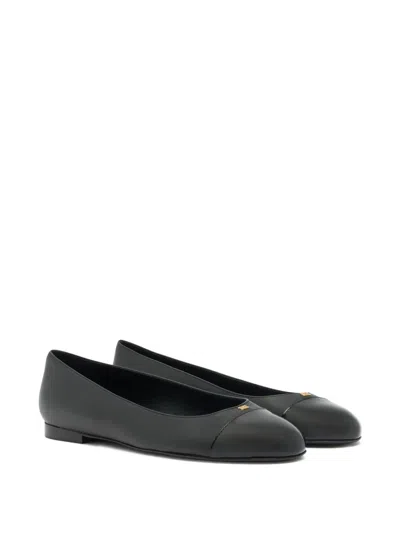 Bally Toe-cap B-chain Leather Ballet Flat In Black