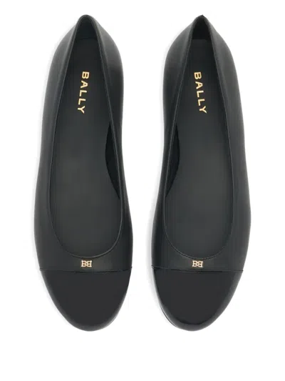 Bally Toe-cap B-chain Leather Ballet Flat In Black