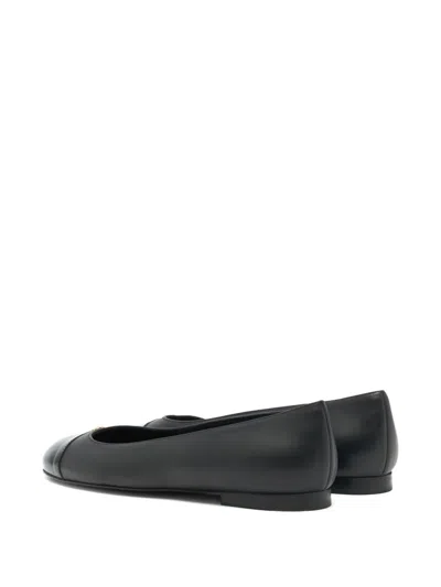Bally Toe-cap B-chain Leather Ballet Flat In Black