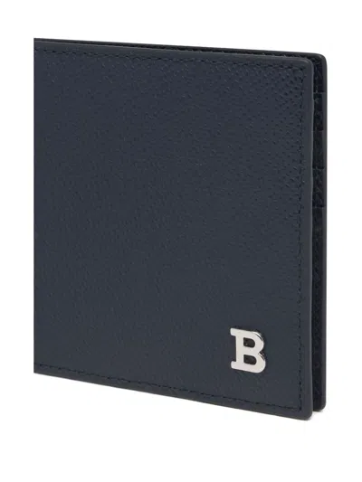Bally Embossed Bifold Leather Wallet In Blue