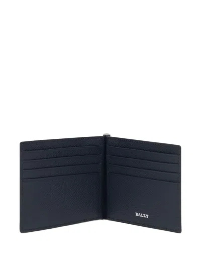Bally Embossed Bifold Leather Wallet In Blue
