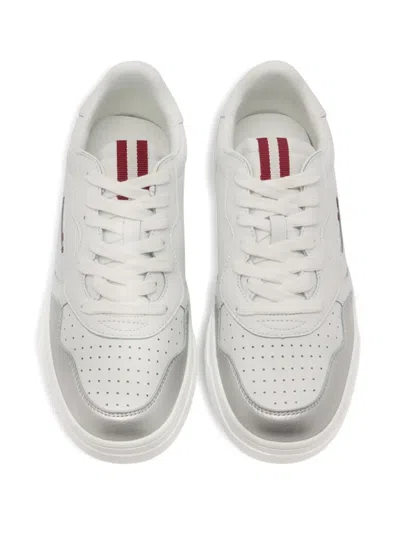 Bally Perforated Jasper Leather Sneakers In White