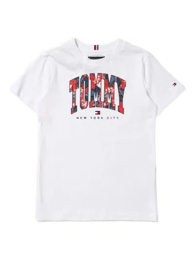 Tommy Hilfiger Junior Floral-logo T-shirt In White