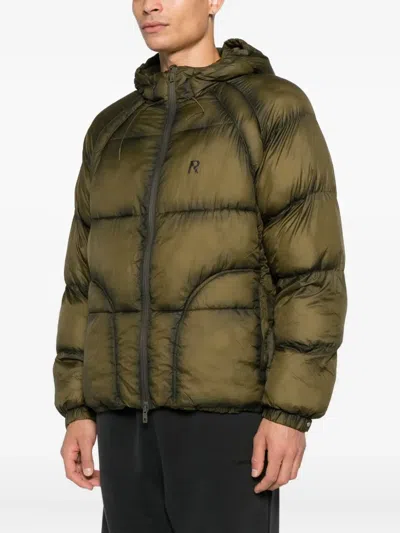 Represent Translucent Hooded Puffer Jacket In Green
