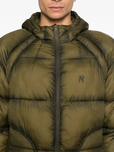 Represent Translucent Hooded Puffer Jacket In Green