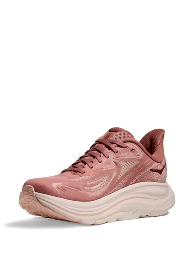 Hoka Clifton 10 Rubber-trimmed Jacquard-mesh Sneakers In Pink