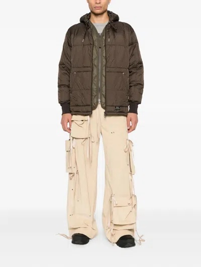 Taion Hooded Quilted Jacket In Brown