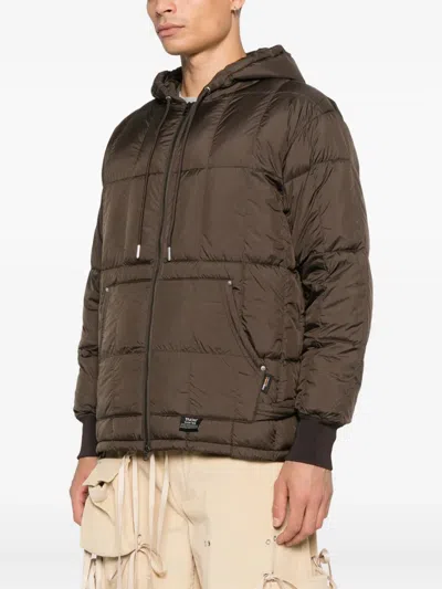 Taion Hooded Quilted Jacket In Brown
