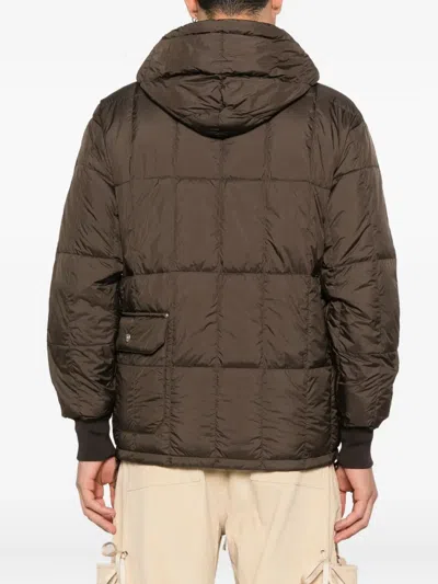 Taion Hooded Quilted Jacket In Brown