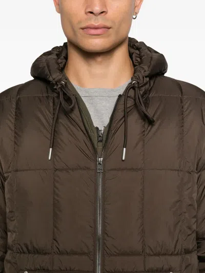Taion Hooded Quilted Jacket In Brown