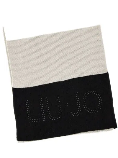 Liu •jo Ribbed Colour-block Scarf In Neutral