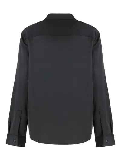 Calvin Klein Satin Long-sleeve Shirt In Black