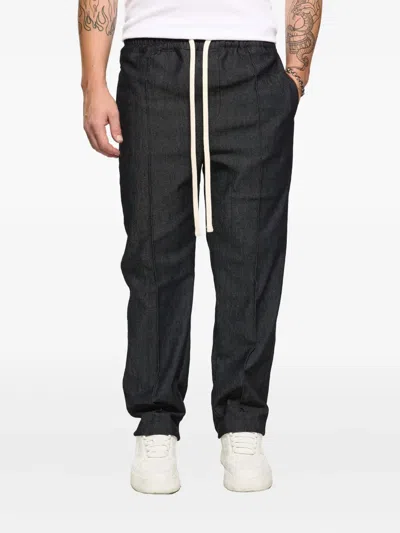 Hamza Six Drawstring-panelled Jeans In Black