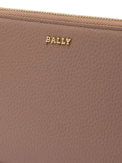 Bally Grained Logo Zip Around Wallet In Neutral