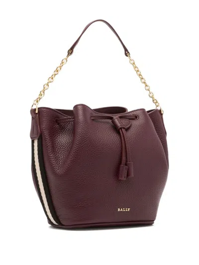 Bally Grained Ribbons Bucket Bag In Purple