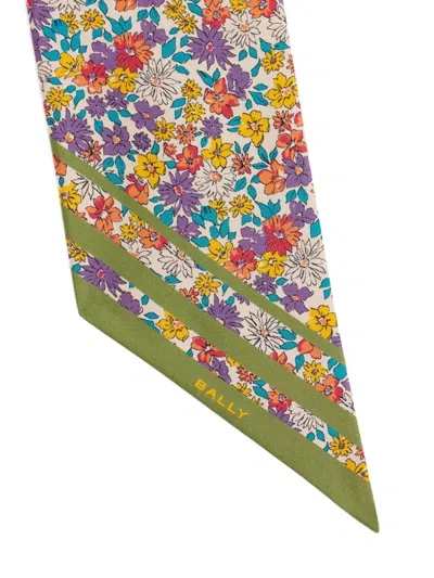Bally Floral-print Silk Scarf In Neutral