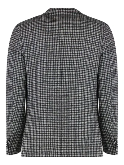 格纹单排扣西装夹克