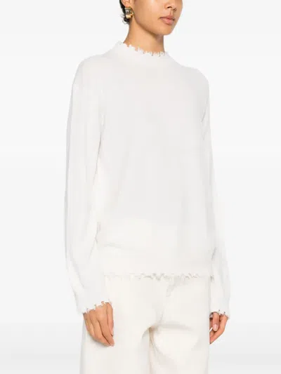 Antonelli Ruffled Sweater In White