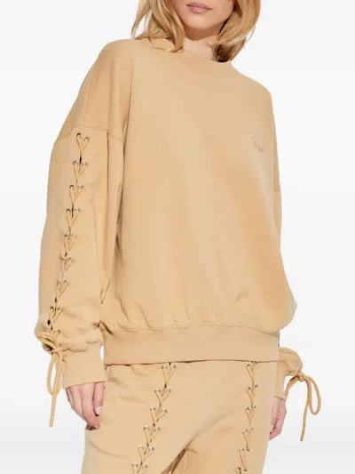 Rotate Birger Christensen Sweatshirt In Camel Cotton In Neutral