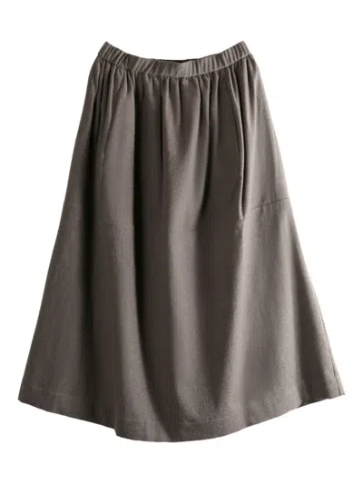 松紧裤腰中长半身裙