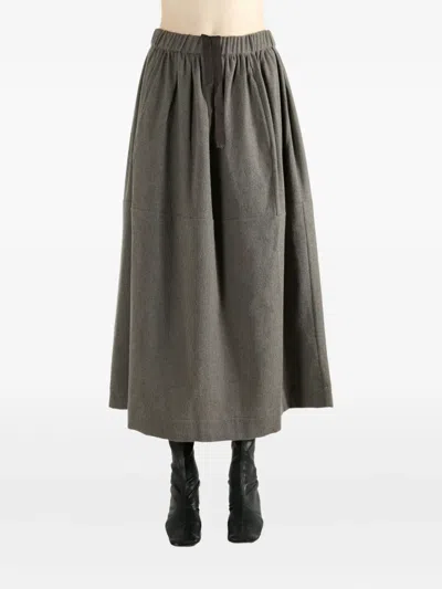 松紧裤腰中长半身裙