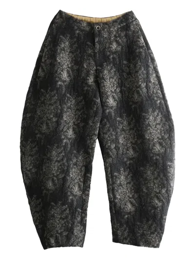 Uma Wang Abstract-pattern Trousers In Black