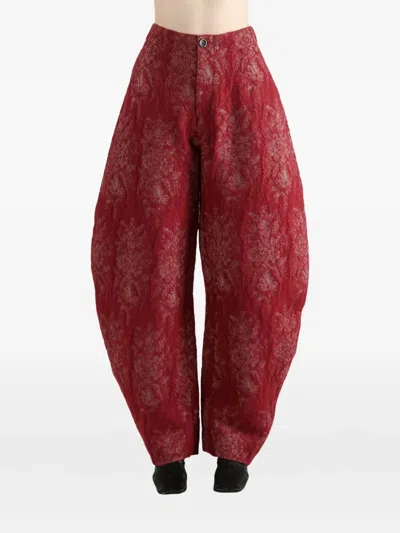 Uma Wang Floral-print Trousers In Red