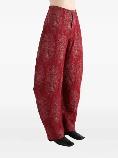 Uma Wang Floral-print Trousers In Red