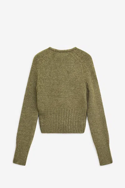 Our Legacy Cropped Brown Knitted Sweater In Green