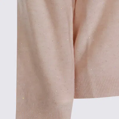 Fabiana Filippi Sparkling V-neck Long Sleeve Knitwear In Pink