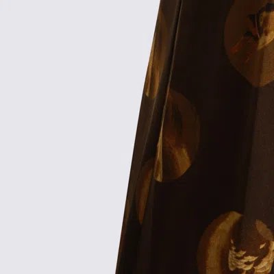 Uma Wang Abstract Print Slip Dress With Spaghetti Straps In Brown