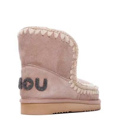 Mou Eskimo 18 Bounce Tan Sheepskin Ankle Boots In Pink