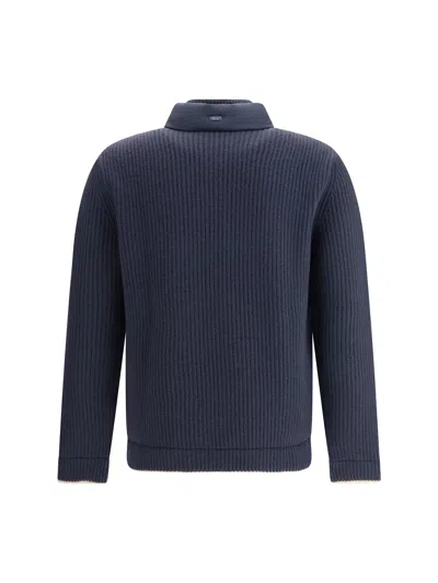 Herno Men Wool Double Layered Jacket In Blue