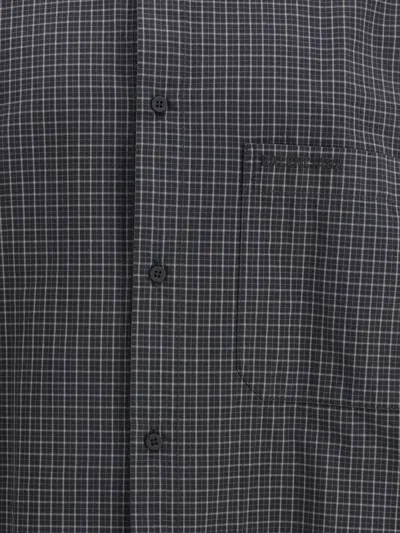 Balenciaga Oversized Checked Shirt In Blue