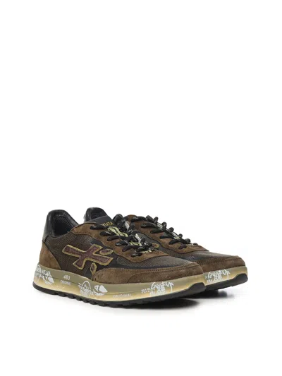 Premiata Nous 7731 Mesh Suede Sneakers In Brown
