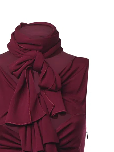 Alaïa Flowing Jersey Dress With Bow In Multi