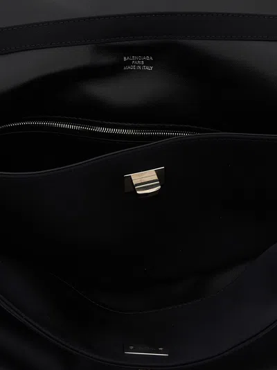 Balenciaga Medium Handbag With Top Handle And Metallic Hardware In Black
