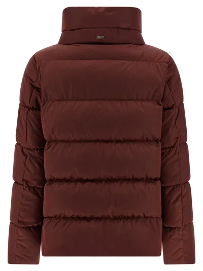 Herno Shiny Satin Cape Down Jacket Clothing In Black