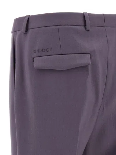 Gucci Trousers In Dry Wool Gabardine In Purple