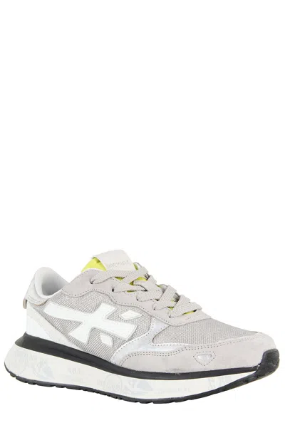 Premiata Suede Sneakers With Rubber Sole And Mesh In Gray