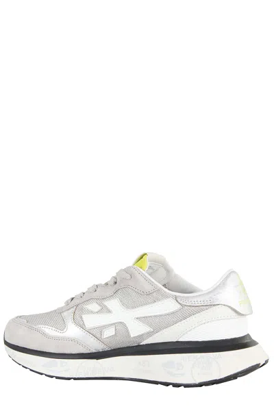 Premiata Suede Sneakers With Rubber Sole And Mesh In Gray
